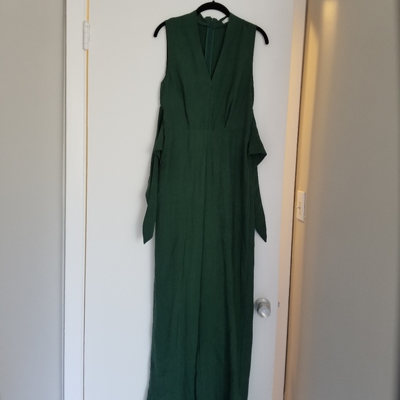 MANGO Lyocell Green Belted Wide Leg Jumpsuit - Picture 7 of 9
